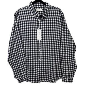 NWT Cotton &‎ Co Lightweight Flannel Shirt Black and White Check Size Large